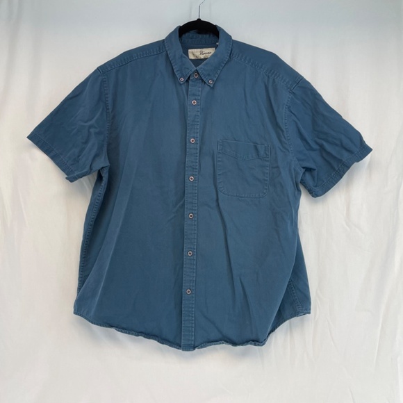 Penmans Short Sleeve Collared Button-Down Shirt Blue Men’s Size XL - Picture 2 of 11